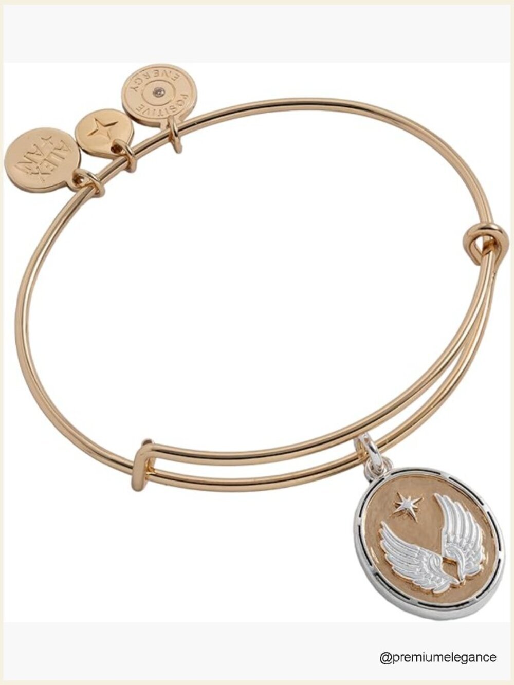 Two-Tone Guardian Angel Bangle Bracelet Brass